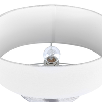 Lampada da tavolo in ceramica lino grigio bianco base 40 cm paralume in tessuto scrivania classica