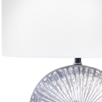 Lampada da tavolo in ceramica lino grigio bianco base 40 cm paralume in tessuto scrivania classica