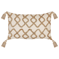 Cuscino in cotone beige 30 x 50 cm accessorio nappine fantasia geometrica