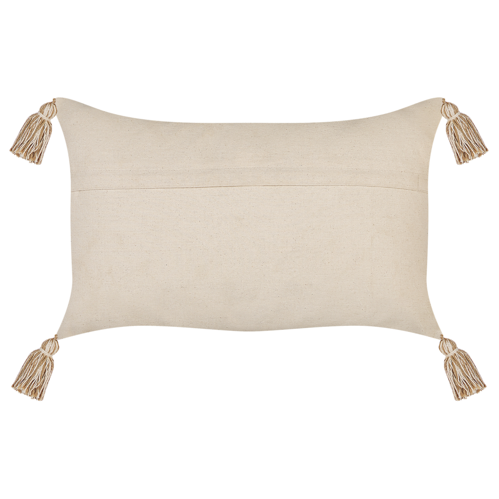 Cuscino in cotone beige 30 x 50 cm accessorio nappine fantasia geometrica