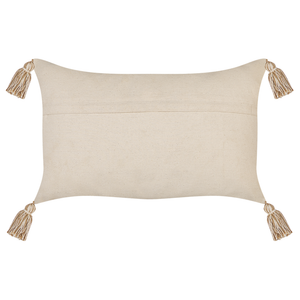 Cuscino in cotone beige 30 x 50 cm accessorio nappine fantasia geometrica