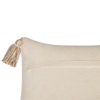 Cuscino in cotone beige 30 x 50 cm accessorio nappine fantasia geometrica
