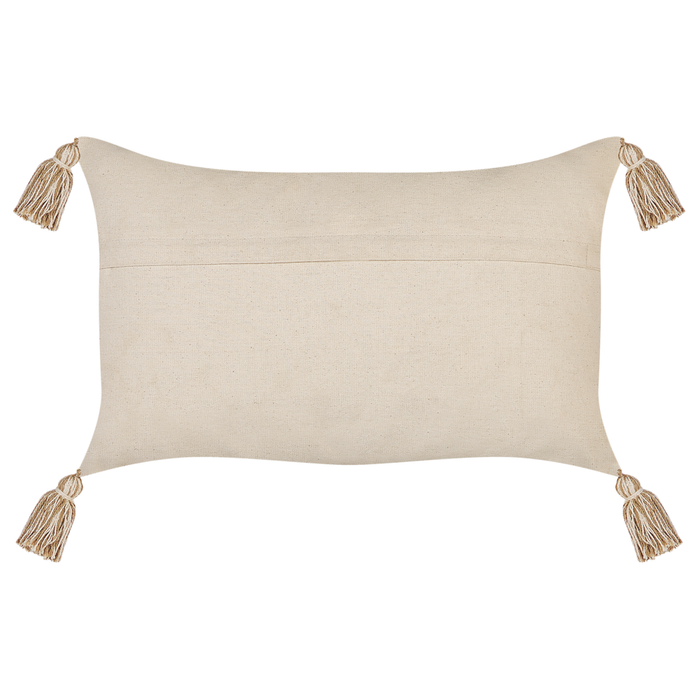 Set di 2 cuscini in cotone beige 30 x 50 cm motivo geometrico con nappe