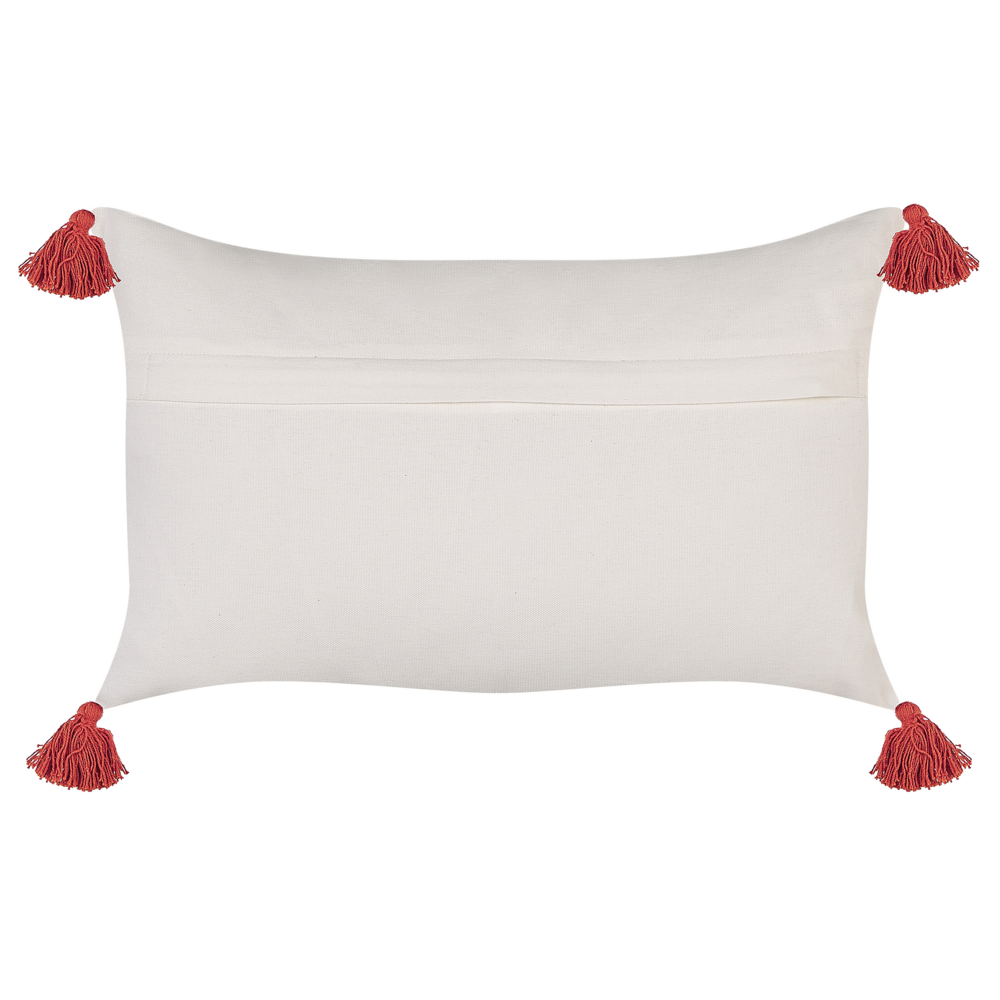 Set di 2 cuscini in cotone bianco bordeaux rosso 30 x 50 cm imbottitura orientale motivo geometrico fatto a mano