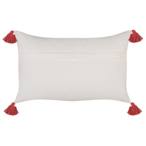 Set di 2 cuscini in cotone bianco bordeaux rosso 30 x 50 cm imbottitura orientale motivo geometrico fatto a mano