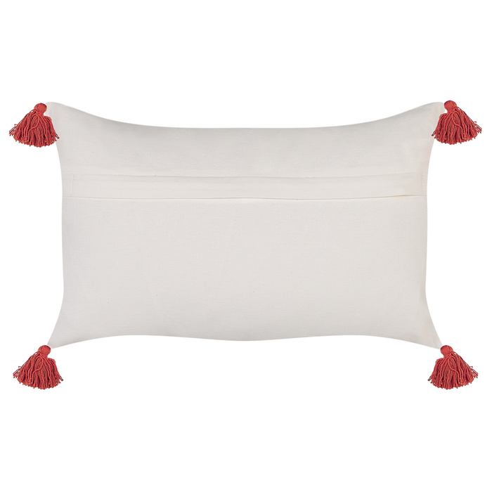 Set di 2 cuscini in cotone bianco bordeaux rosso 30 x 50 cm imbottitura orientale motivo geometrico fatto a mano