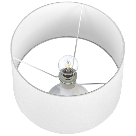 Lampada da tavolo in ceramica bianca di lino base 46 cm lucida paralume in tessuto scrivania classica