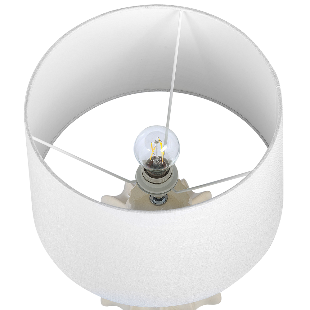 Lampada da tavolo in ceramica di lino bianco beige base 46 cm lucida paralume in tessuto da scrivania moderno glamour