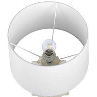 Lampada da tavolo in ceramica di lino bianco beige base 46 cm lucida paralume in tessuto da scrivania moderno glamour