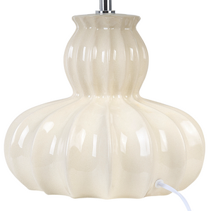 Lampada da tavolo in ceramica di lino bianco beige base 46 cm lucida paralume in tessuto da scrivania moderno glamour