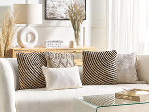 Set di 2 cuscini decorativi juta beige 45 x 45 cm federa boho intrecciata tinta unita