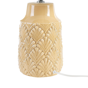 Lampada da tavolo in ceramica lino arancio giallo 43 cm base lucida paralume in tessuto scrivania moderna