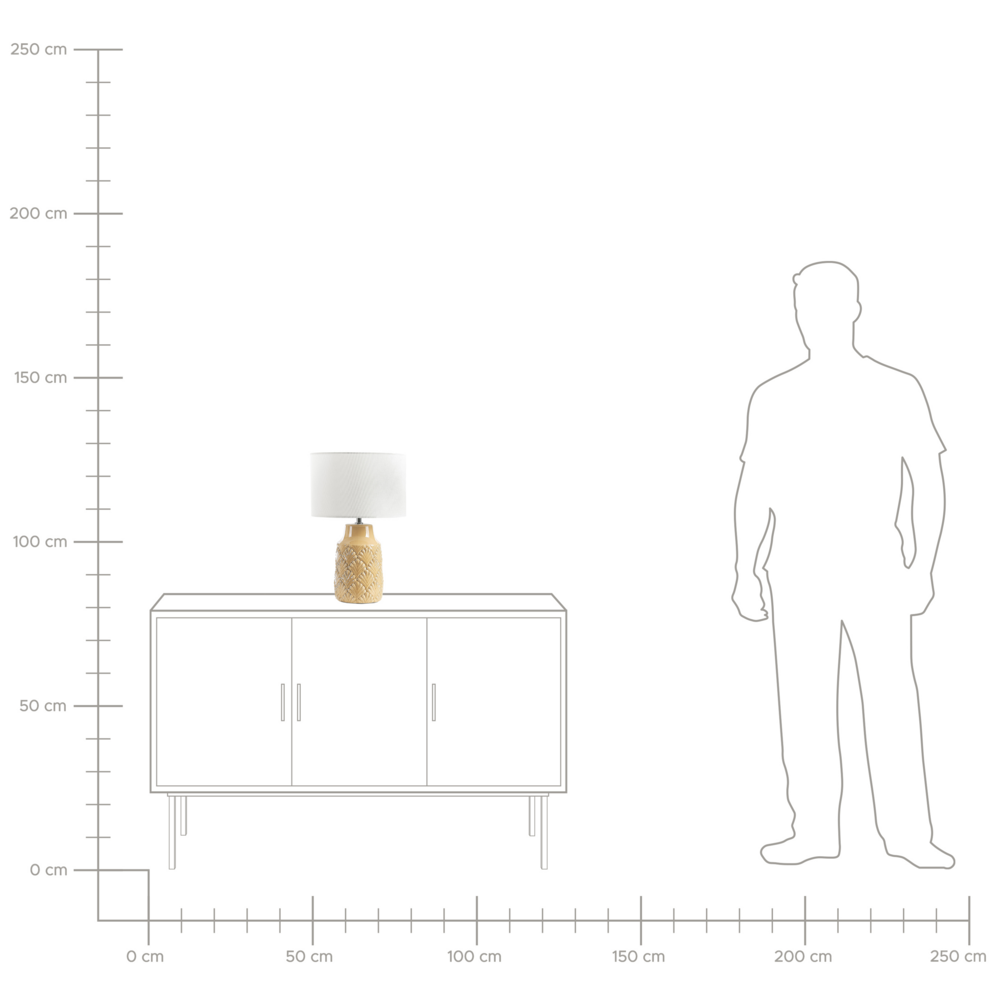 Lampada da tavolo in ceramica lino arancio giallo 43 cm base lucida paralume in tessuto scrivania moderna