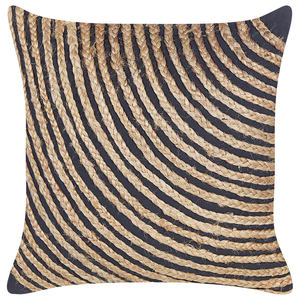 Cuscino decorativo juta beige 45 x 45 cm federa boho intrecciata tinta unita