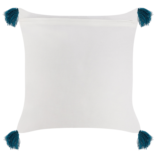 Cuscino cotone bianco e blu scuro 45 x 45 cm stampa a blocchi soggiorno camera da letto