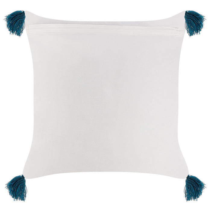 Set di 2 cuscini cotone bianco e blu scuro 45 x 45 cm stampa a blocchi soggiorno camera da letto