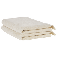 Set di 2 asciugamani bagno in spugna di cotone beige con nappe decorative