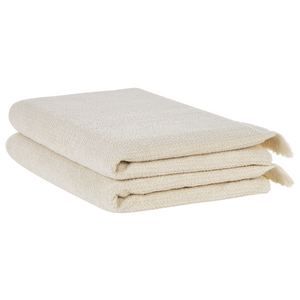 Set di 2 asciugamani bagno in spugna di cotone beige con nappe decorative