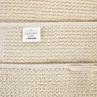 Set di 2 asciugamani bagno in spugna di cotone beige con nappe decorative