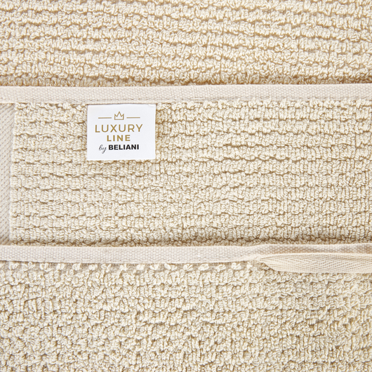 Set di 2 asciugamani bagno in spugna di cotone beige con nappe decorative