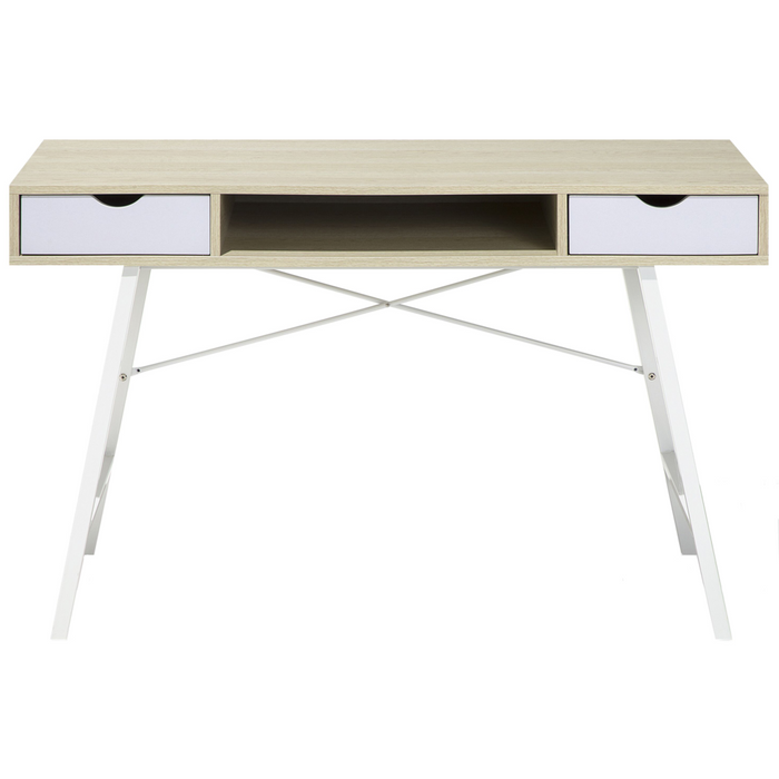 Set di mobili per ufficio, legno chiaro, MDF bianco, vetro, una scrivania, una libreria, un home office minimalista