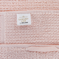 Set di 2 asciugamani bagno in spugna di cotone rosa pastello con nappe decorative