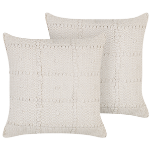 Set di 2 cuscini decorativi in cotone beige 45 x 45 cm Motivo geometrico Cuscini Boho Design