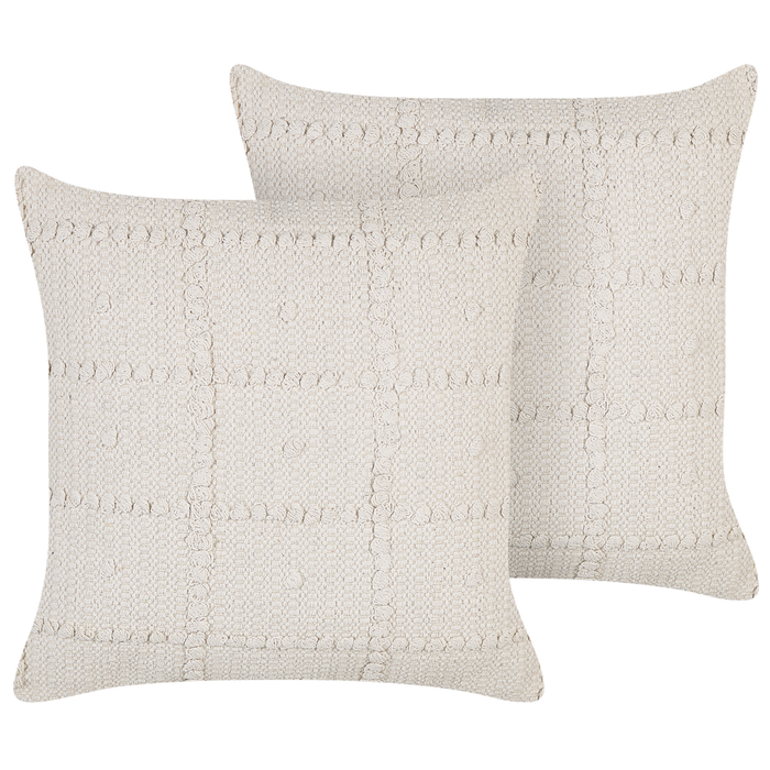 Set di 2 cuscini decorativi in cotone beige 45 x 45 cm Motivo geometrico Cuscini Boho Design