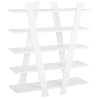 Set di mobili per ufficio, legno chiaro, MDF bianco, vetro, una scrivania, una libreria, un home office minimalista