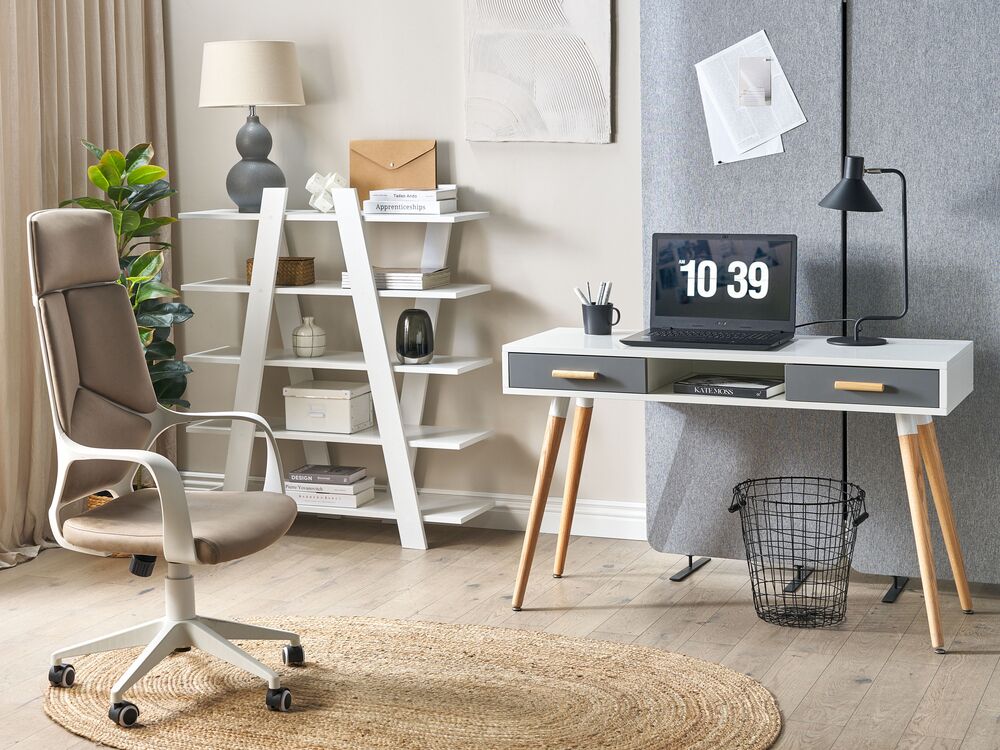 Set di mobili per ufficio libreria da scrivania in MDF bianco grigio home office minimalista