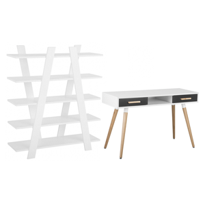 Set di mobili per ufficio libreria da scrivania in MDF bianco grigio home office minimalista