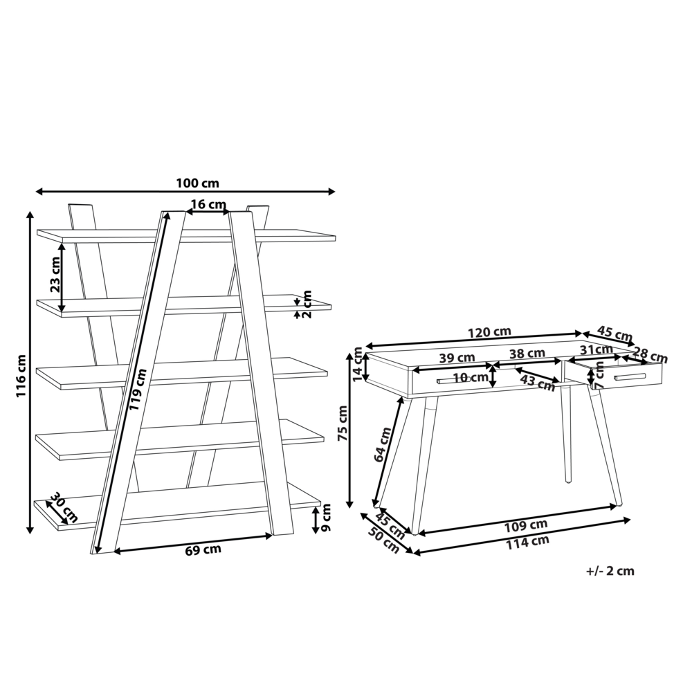 Set di mobili per ufficio libreria da scrivania in MDF bianco grigio home office minimalista