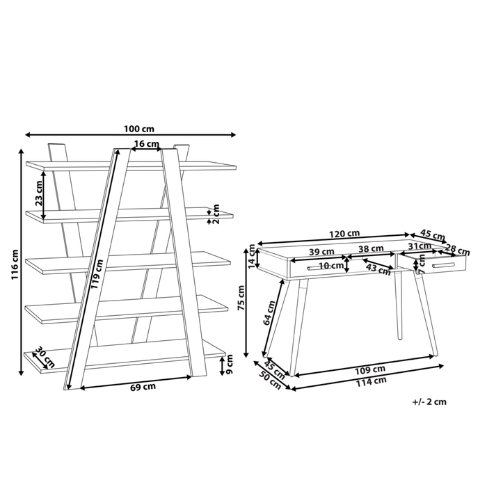 Set di mobili per ufficio libreria da scrivania in MDF bianco grigio home office minimalista