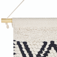 Decorazione da parete cotone beige nero e blu a mano con nappe motivo geometrico stile boho soggiorno camera da letto