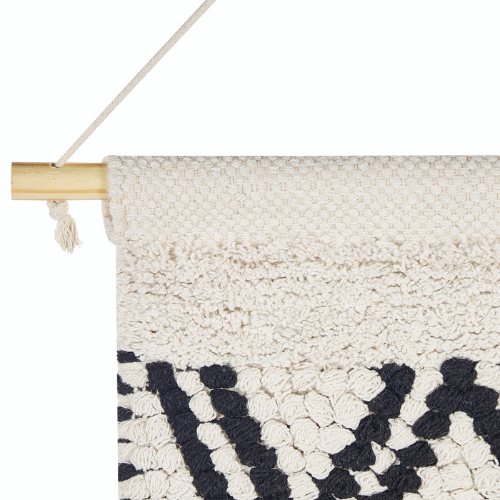 Decorazione da parete cotone beige nero e blu a mano con nappe motivo geometrico stile boho soggiorno camera da letto