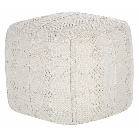 Pouf cotone bianco con motivo decorativo 40 x 40 cm stile boho soggiorno camera da letto