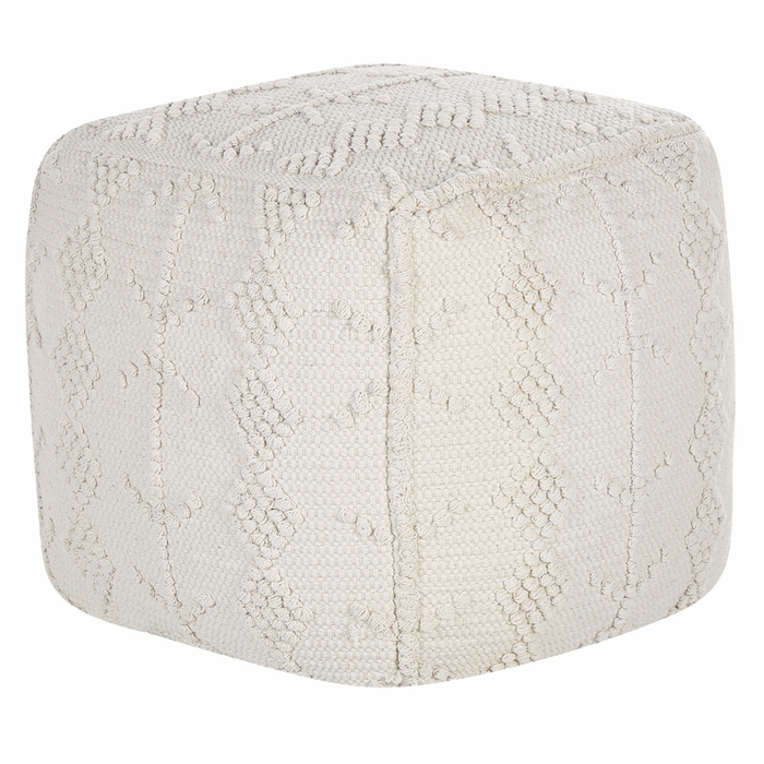 Pouf cotone bianco con motivo decorativo 40 x 40 cm stile boho soggiorno camera da letto