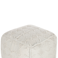 Pouf cotone bianco con motivo decorativo 40 x 40 cm stile boho soggiorno camera da letto