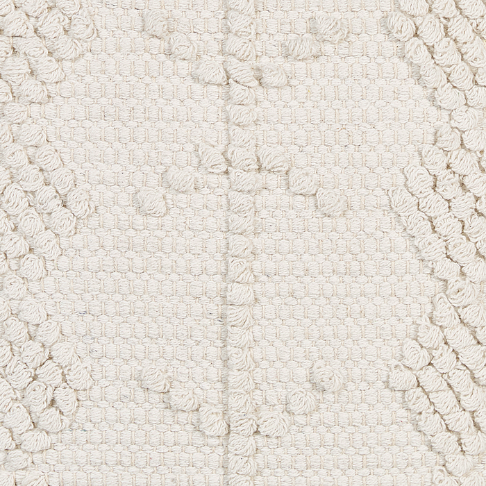 Pouf cotone bianco con motivo decorativo 40 x 40 cm stile boho soggiorno camera da letto