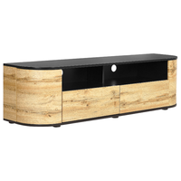 Mobile da TV con 2 cassetti legno chiaro e nero stile boho classico soggiorno