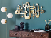 Decorazione murale in metallo dorato 90 x 50 cm motivo astratto geometrico soggiorno camera da letto