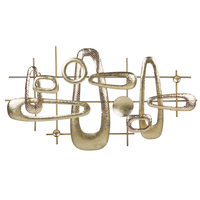 Decorazione murale in metallo dorato 90 x 50 cm motivo astratto geometrico soggiorno camera da letto