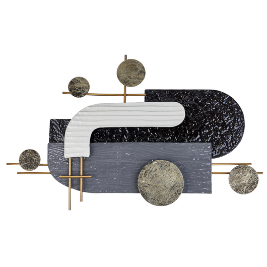 Decorazione murale in metallo nero e oro 86 x 55 cm geometrico zona giorno camera da letto