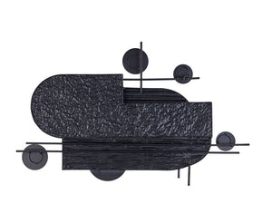 Decorazione murale in metallo nero e oro 86 x 55 cm geometrico zona giorno camera da letto