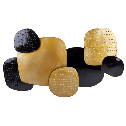 Decorazione da parete in metallo nero dorato 80 x 48 cm motivo astratto soggiorno camera da letto