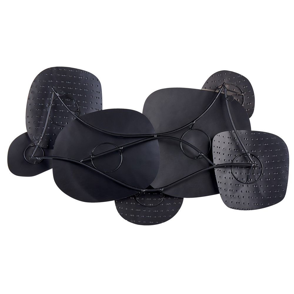 Decorazione da parete in metallo nero dorato 80 x 48 cm motivo astratto soggiorno camera da letto
