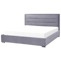 Letto matrimoniale in velluto con contenitore grigio scuro 180 x 200 cm design moderno imbottito con testiera ottomana