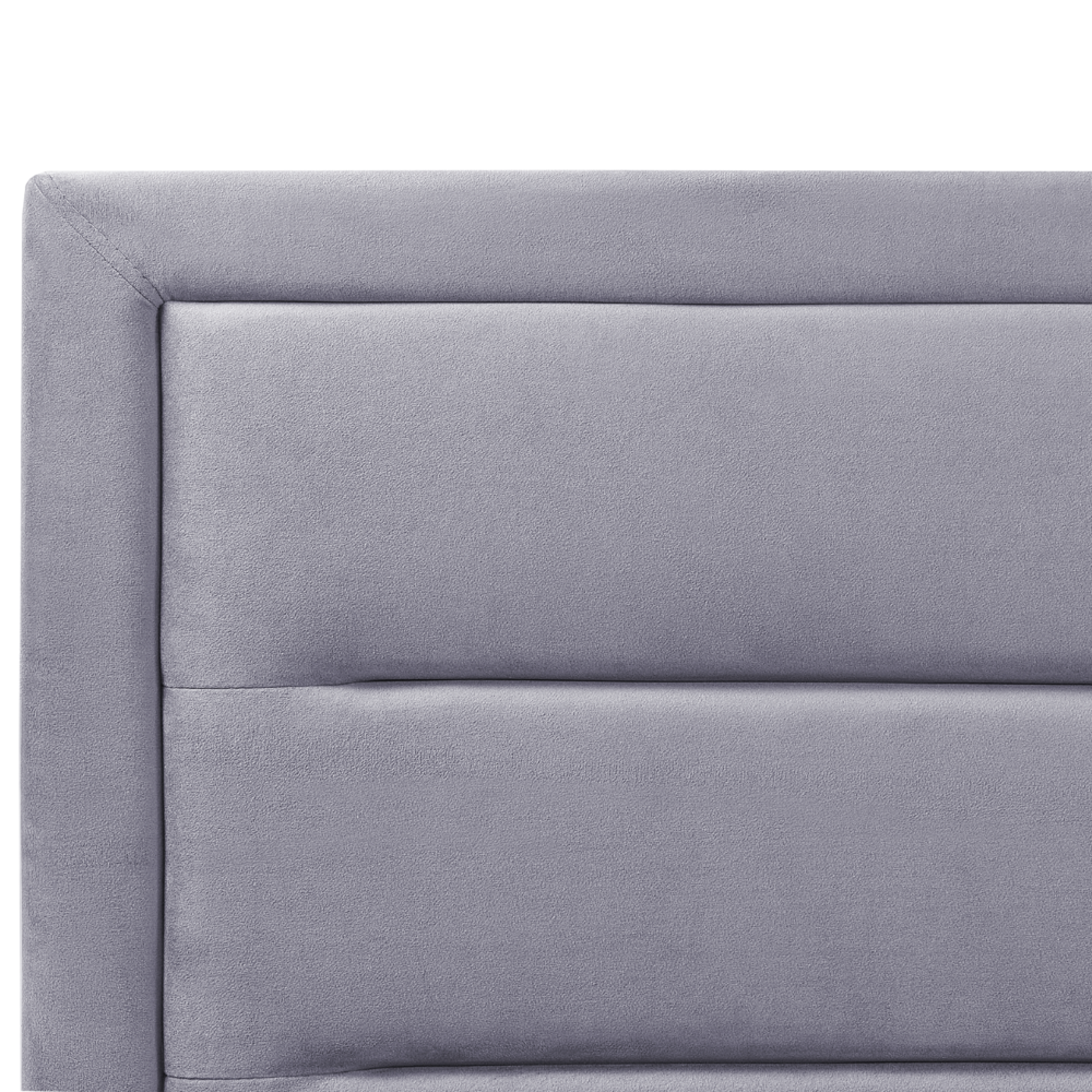 Letto matrimoniale in velluto con contenitore grigio scuro 180 x 200 cm design moderno imbottito con testiera ottomana