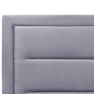 Letto matrimoniale in velluto con contenitore grigio scuro 180 x 200 cm design moderno imbottito con testiera ottomana