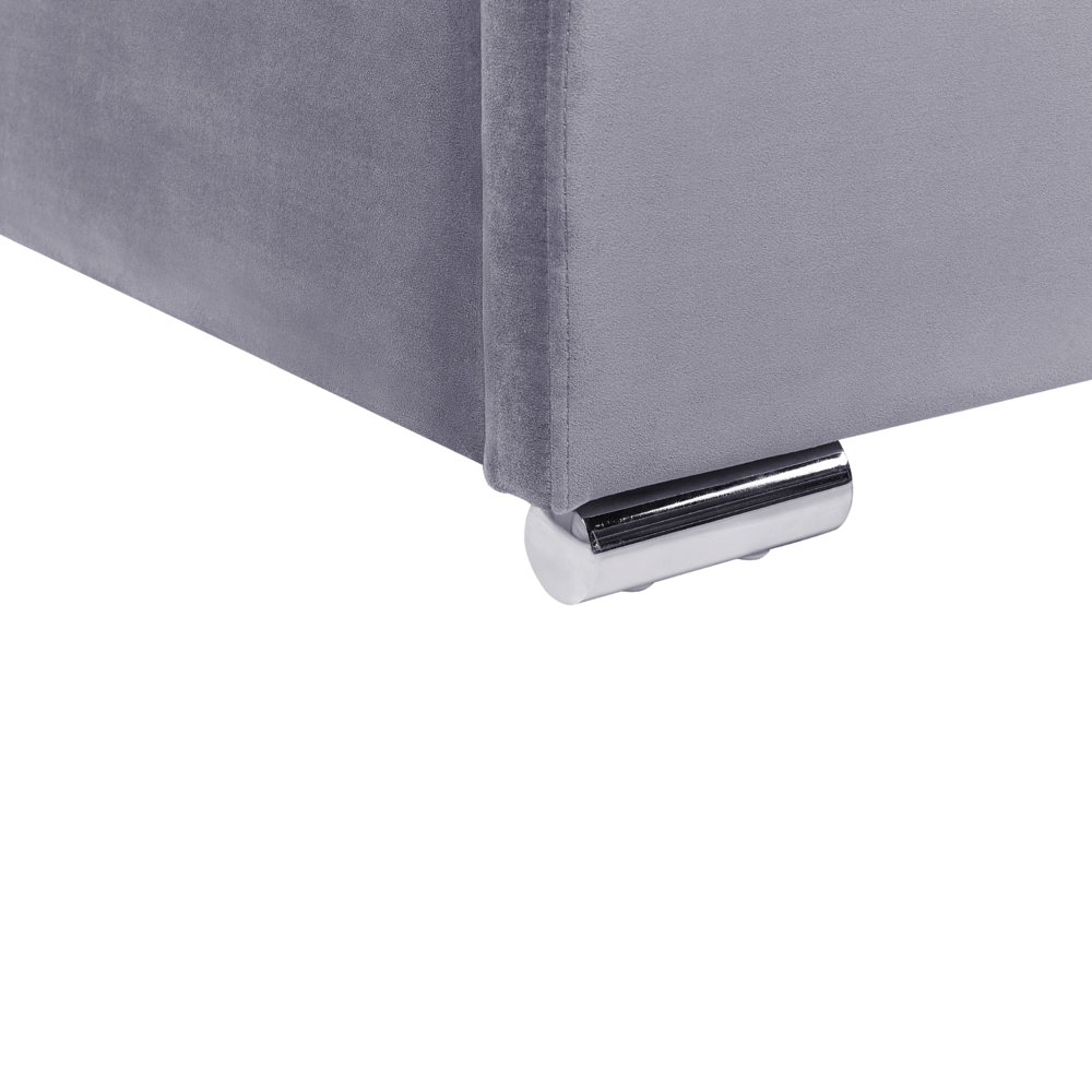 Letto matrimoniale in velluto con contenitore grigio scuro 180 x 200 cm design moderno imbottito con testiera ottomana